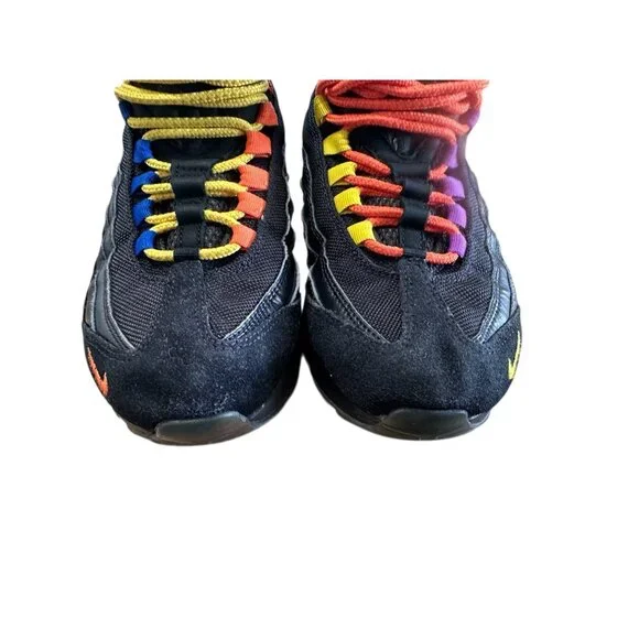 RARE Nike Air Max 95 Premium NY vs LA Shoes Mens 6.5 Women 8 Black Suede Leather - Picture 7 of 16